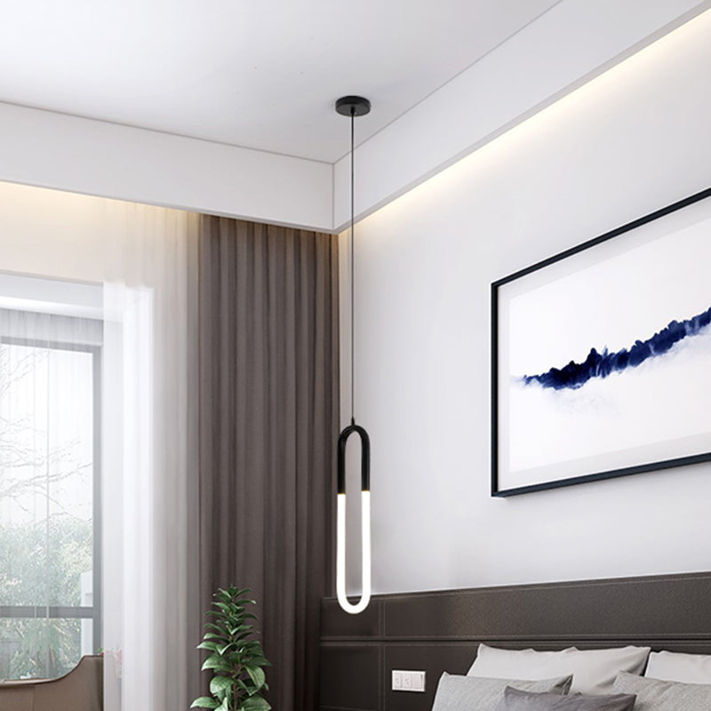 Minimalist U-Shaped Acrylic Led Pendant Light Fixture For Living Room Ceiling