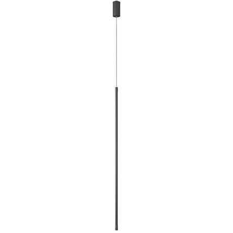 Black Led Stick Pendant: Bedroom Linear Suspension Lighting With Minimalist Metal Design