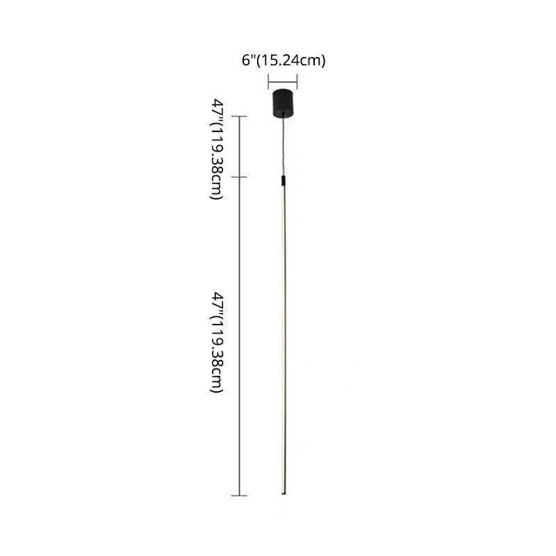 Black Metal Led Stick Pendant - Minimalist Style Linear Suspension Lighting For Bedrooms
