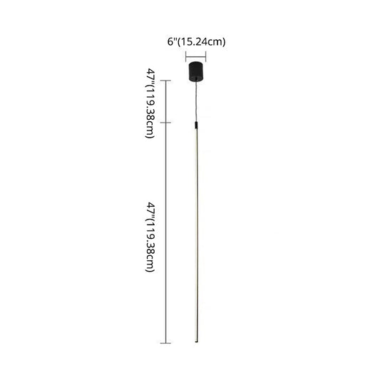 Black Metal Led Stick Pendant - Minimalist Style Linear Suspension Lighting For Bedrooms