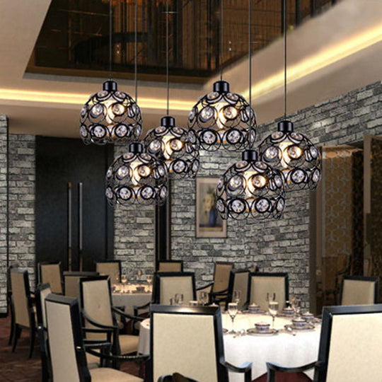Dome-Shaped Crystal Hollow Pendant Lamp: Minimalist Modern Hanging Light Fixture