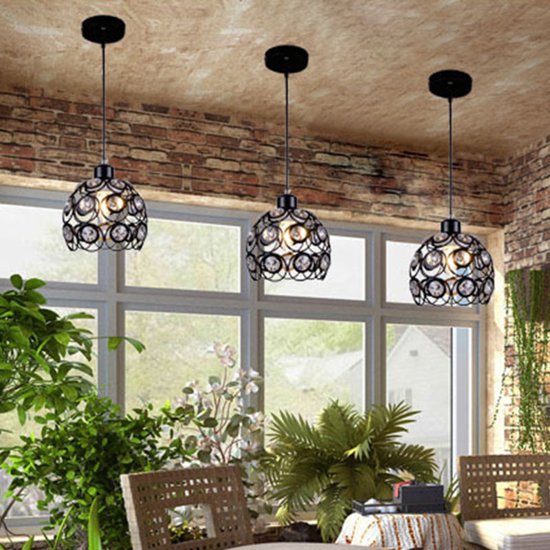 Dome-Shaped Crystal Hollow Pendant Lamp: Minimalist Modern Hanging Light Fixture