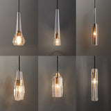 Modern Shaded Crystal Pendant Light - Simplicity Block Design Brass Ceiling Fixture