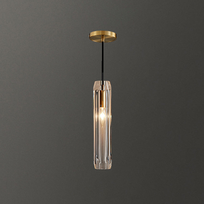 Crystal Block Pendant Light - Simplicity Meets Elegance In This 1-Light Brass Ceiling Fixture /