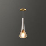 Modern Shaded Crystal Pendant Light - Simplicity Block Design Brass Ceiling Fixture / Diamond