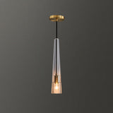Modern Shaded Crystal Pendant Light - Simplicity Block Design Brass Ceiling Fixture / Cone