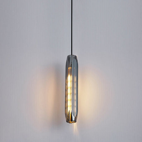 Modern Shaded Crystal Pendant Light - Simplicity Block Design Brass Ceiling Fixture