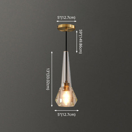 Modern Shaded Crystal Pendant Light - Simplicity Block Design Brass Ceiling Fixture
