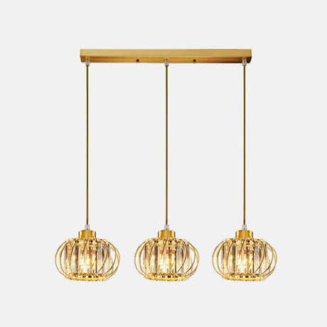 Modern Brass Globe Pendant Light With Crystal Accents Stylish Ceiling Lantern For Dining Area 3 /
