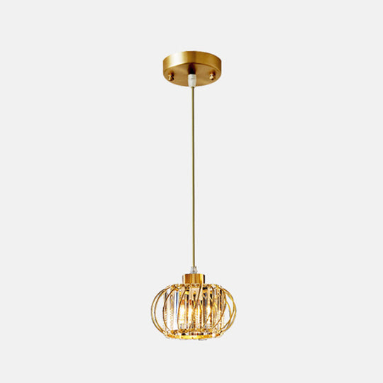 Modern Brass Globe Pendant Light With Crystal Accents Stylish Ceiling Lantern For Dining Area 1 /