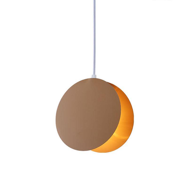 Round Pendant Lamp With Shell-Inspired Design And Macaron Style Metal Finish Perfect For Modern