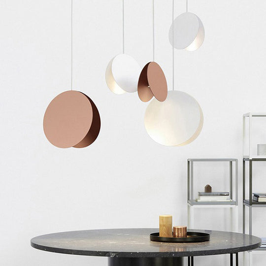 Round Pendant Lamp With Shell-Inspired Design And Macaron Style Metal Finish Perfect For Modern