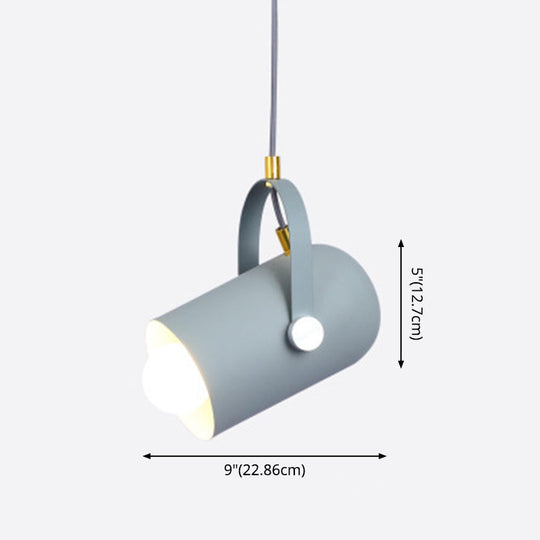 1-Head Metal Pendant Spotlight With Adjustable Handle - Commercial Macaron Lighting