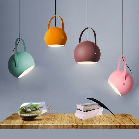 Dome Pendant Restaurant Spotlight With Arched Handle - Metal Hanging Light Fixture