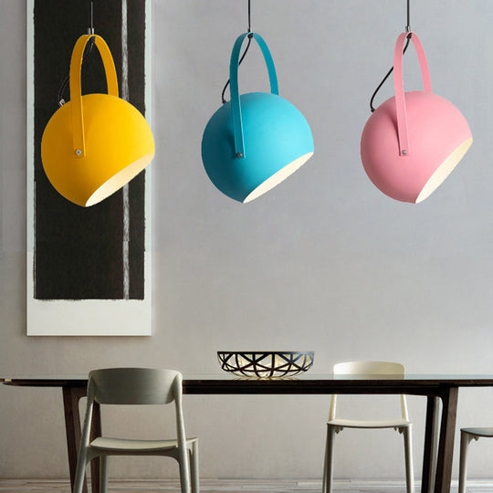 Dome Pendant Restaurant Spotlight With Arched Handle - Metal Hanging Light Fixture