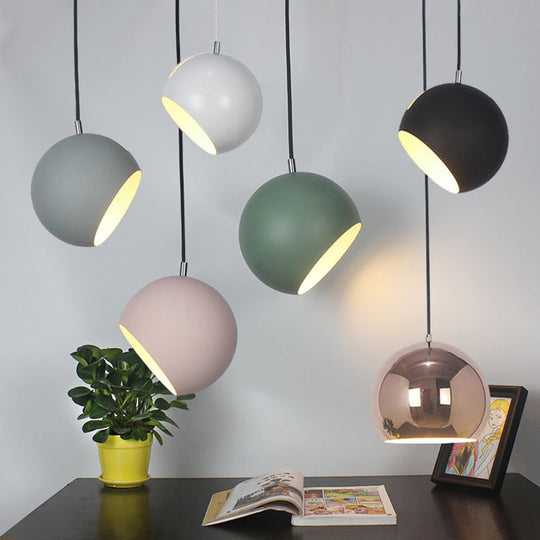 Macaron Creative Hanging Light Fixture With Revolving Dome Shade - 1 Head Suspension