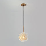 Brass Plated Crystal Glass Led Pendant Light For Dining Spaces / A