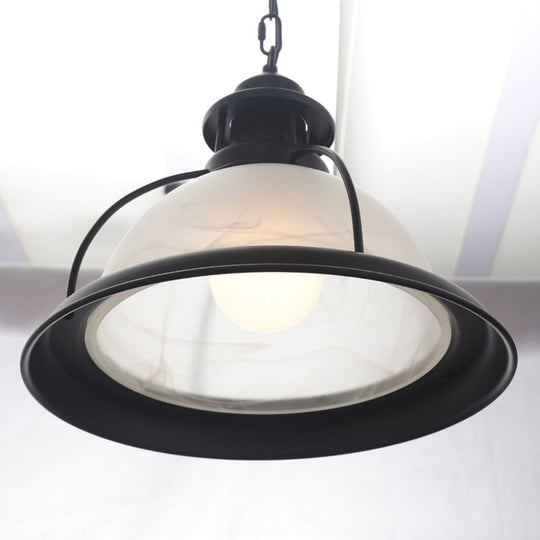 Vintage Glass Cage Bowl Pendant Light Fixture For Dining Room - 1 Head Suspension Lamp