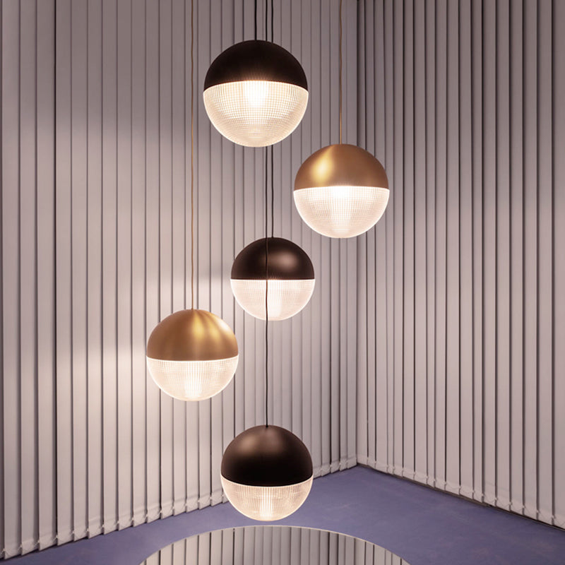 Contemporary Hemispherical Glass Pendant Light With Frosted Metal Lamp Body - Ideal For Aisle Bar
