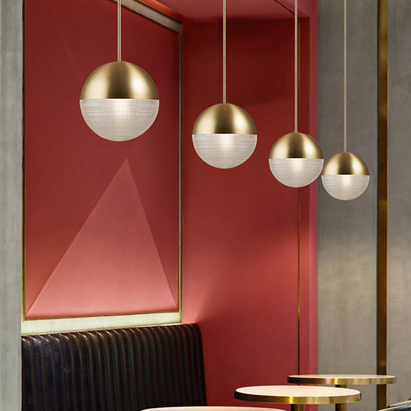 Contemporary Hemispherical Glass Pendant Light With Frosted Metal Lamp Body - Ideal For Aisle Bar