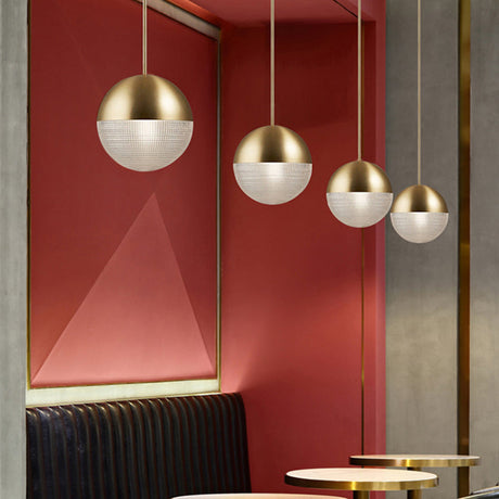 Contemporary Hemispherical Glass Pendant Light With Frosted Metal Lamp Body - Ideal For Aisle Bar