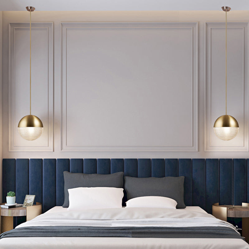 Modern Hemispherical Glass Pendant Light With Frosted Metal Lamp Body - Ideal For Aisles And Bars