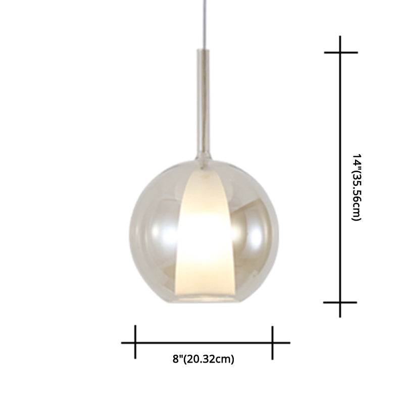 Modern Simplicity: Electroplated Glass Hanging Light In Ball Shape - 1-Light Pendant Lamp For Dining