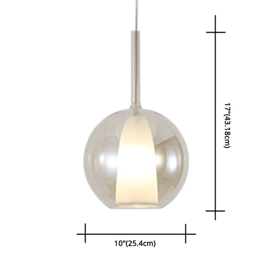 Modern Simplicity: Electroplated Glass Hanging Light In Ball Shape - 1-Light Pendant Lamp For Dining
