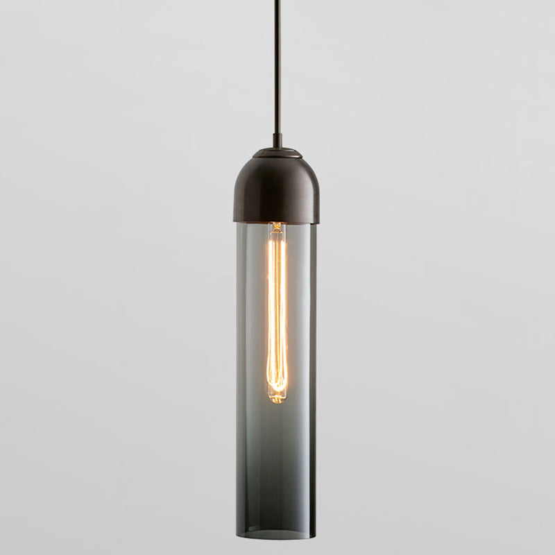 Minimalist Glass Tube Pendant Light With Adjustable Cord - Height 17.7 For Bedside And More Cognac