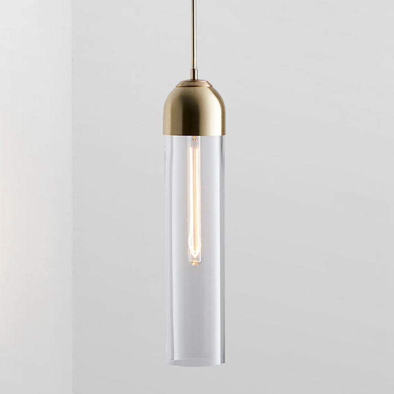 Minimalist Glass Tube Pendant Light With Adjustable Cord - Height 17.7 For Bedside And More