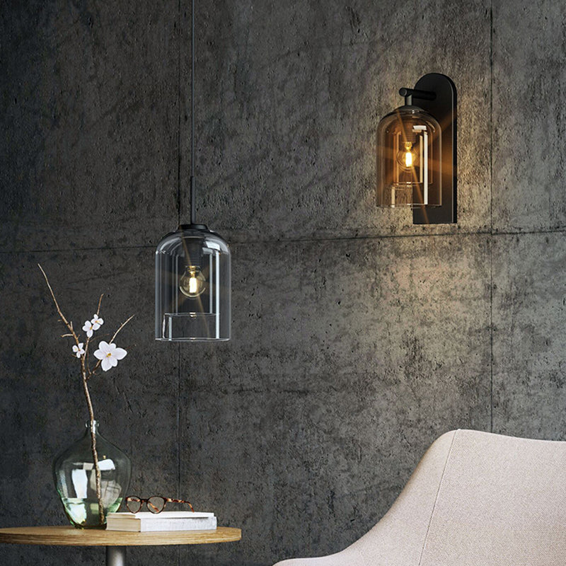 Minimalist Double Glasses Shade Pendant Light - Modern Ceiling For Aisles And Bedrooms