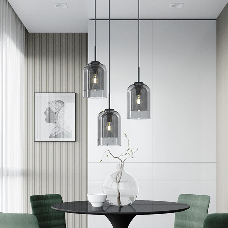 Minimalist Double Glasses Shade Pendant Light - Modern Ceiling For Aisles And Bedrooms