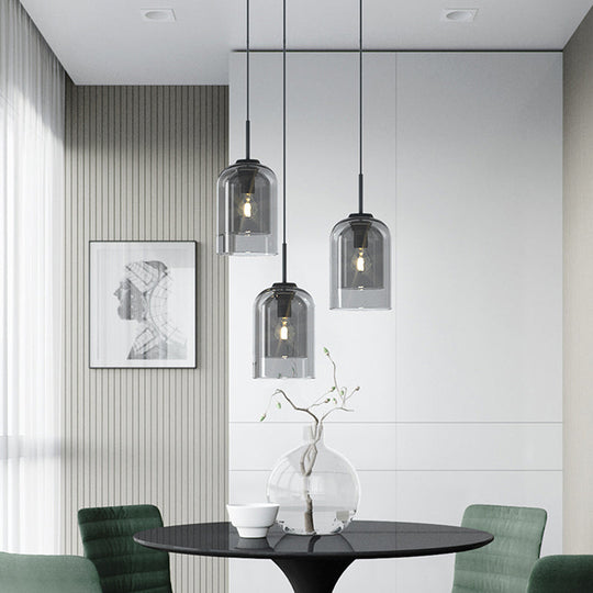 Minimalist Double Glasses Shade Pendant Light - Modern Ceiling For Aisles And Bedrooms
