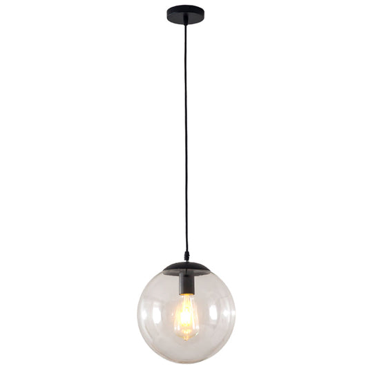 Minimalist Transparent Glass Ball Pendant Light With 39’ Hanging Wire