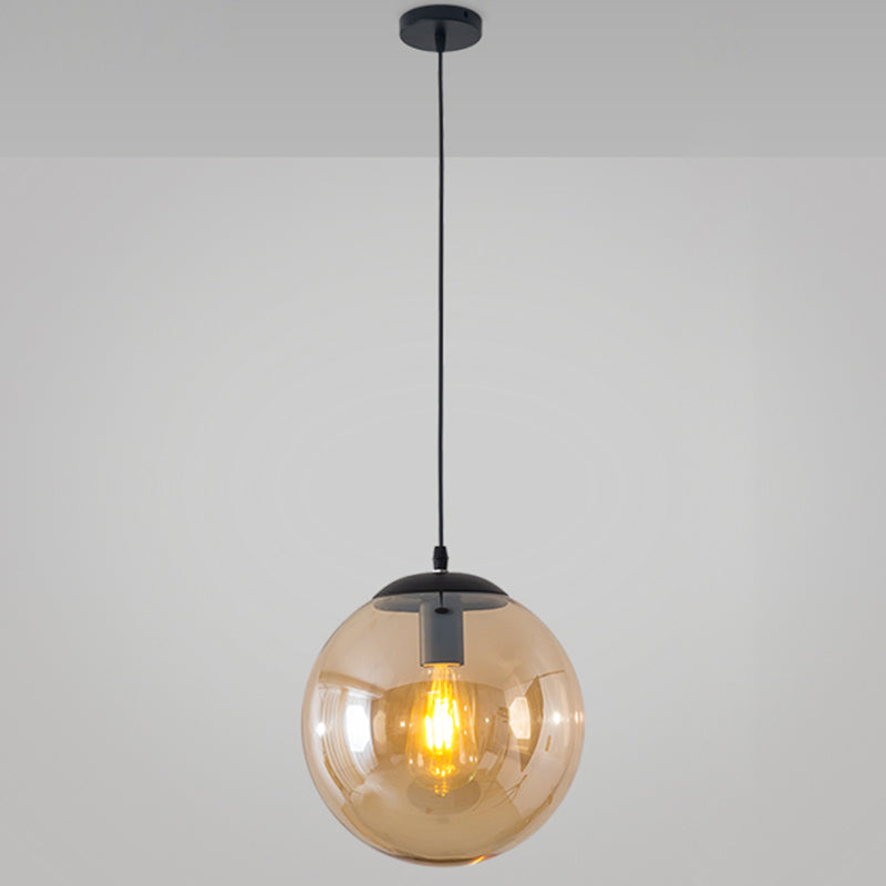Minimalist Transparent Glass Ball Pendant Light With 39’ Hanging Wire Amber / 12’