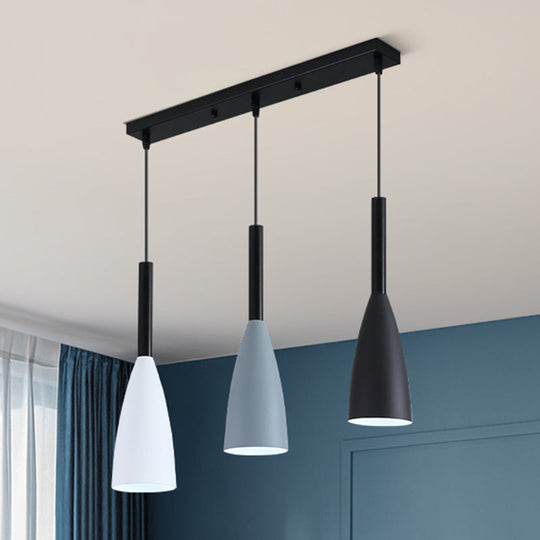Metal Goblet Shade Hanging Light - Macaroon Style 3 Lights Perfect For Dining Room And Foyer Black
