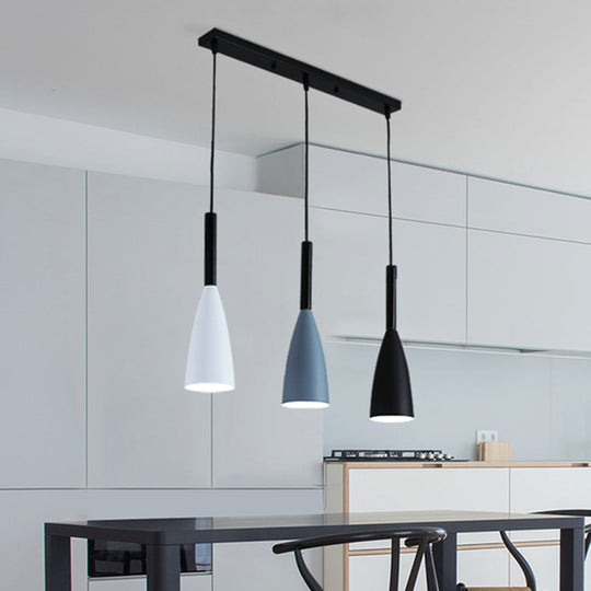 Metal Macaroon Style Goblet Shade Hanging Light - 3 Lights Suspension Lamp For Dining Room Foyer
