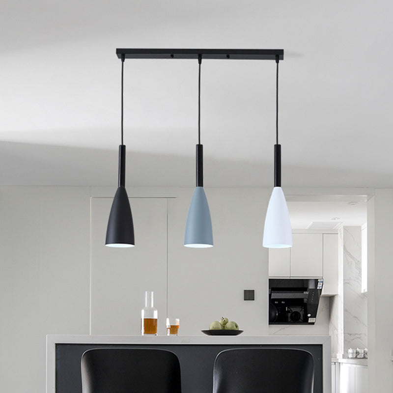 Metal Goblet Shade Hanging Light - Macaroon Style 3 Lights Perfect For Dining Room And Foyer