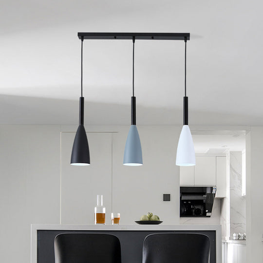 Metal Macaroon Style Goblet Shade Hanging Light - 3 Lights Suspension Lamp For Dining Room Foyer