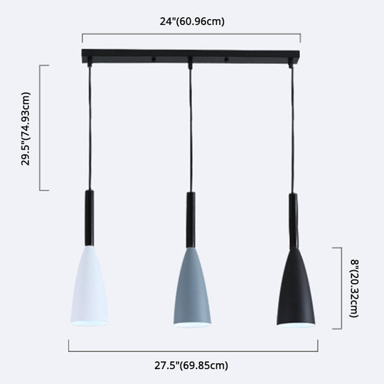 Metal Goblet Shade Hanging Light - Macaroon Style 3 Lights Perfect For Dining Room And Foyer