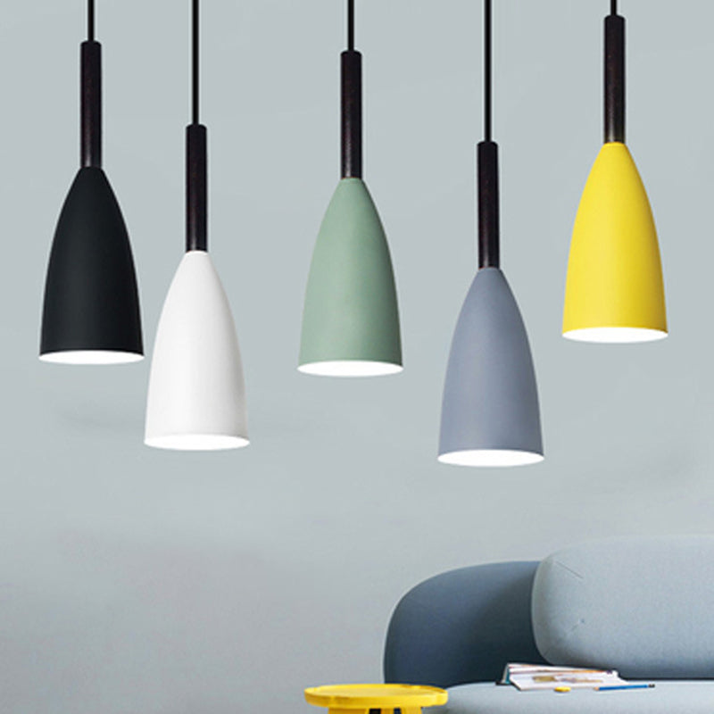Macaroon Metal Goblet Pendant Lamp For Dining Room - Single Light Downlighting Fixture