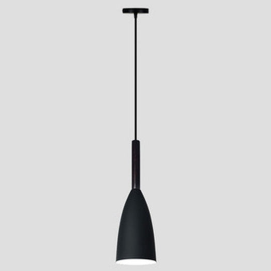 Macaroon Metal Goblet Pendant Lamp For Dining Room - Single Light Downlighting Fixture Black