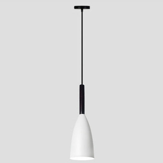 Macaroon Metal Goblet Pendant Lamp For Dining Room - Single Light Downlighting Fixture White