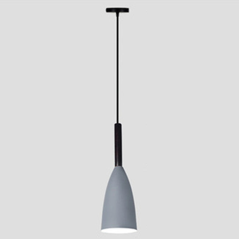 Macaroon Metal Goblet Pendant Lamp For Dining Room - Single Light Downlighting Fixture Grey