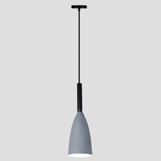Macaroon Metal Goblet Pendant Lamp For Dining Room - Single Light Downlighting Fixture Grey