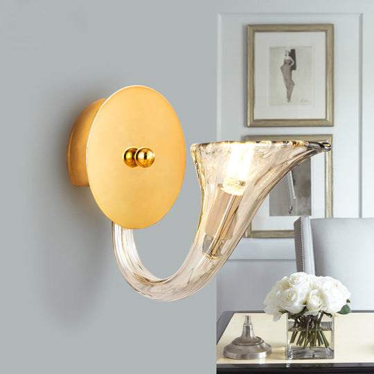 Contemporary Clear Glass Sconce In Gold For Corridor