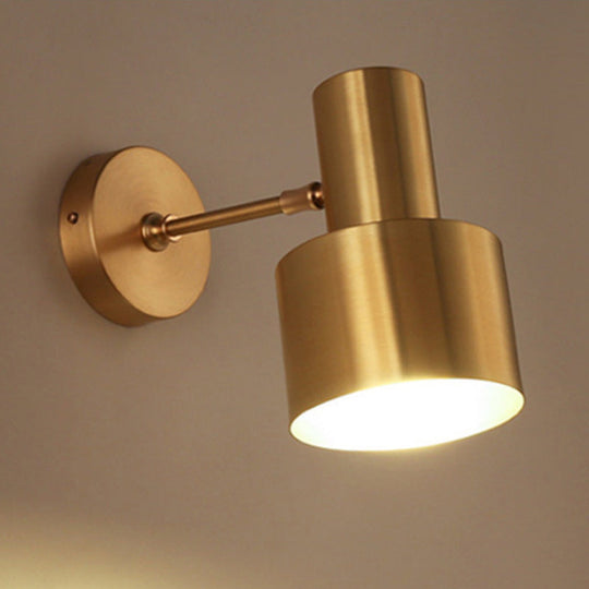 Mid-Century Home Wall Lighting: Gold 1-Head Down Lighting Wall-Mounted Fixture With Mental Cage