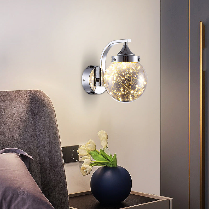 Spherical Star Lamp: Creative Wall Sconce For Warm Bedroom Ambiance