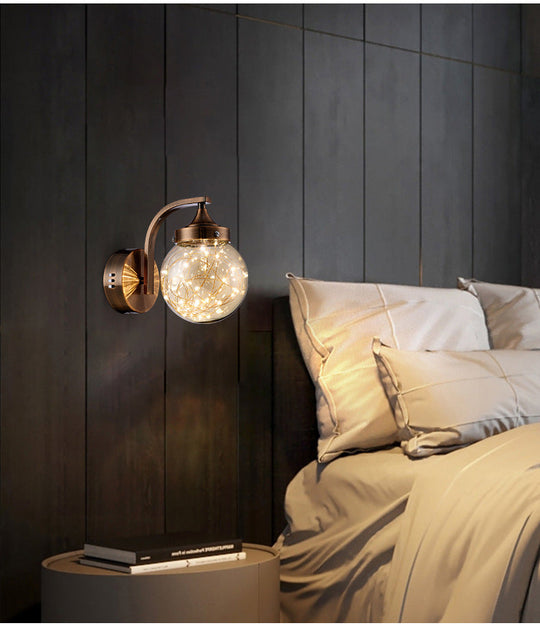 Spherical Star Lamp: Creative Wall Sconce For Warm Bedroom Ambiance