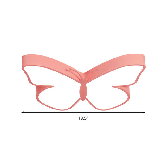 Butterfly Led Flush Mount Lamp In Warm/White Light 19.5’/23.5’ Width - White/Pink/Blue Cartoon
